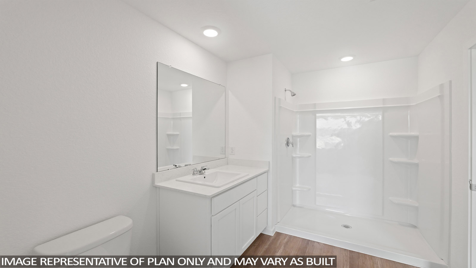 Primary bathroom with single sink