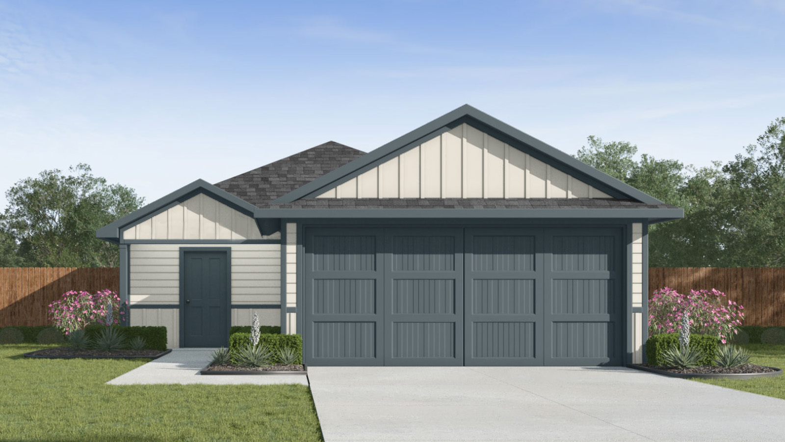 One story home with two car garage