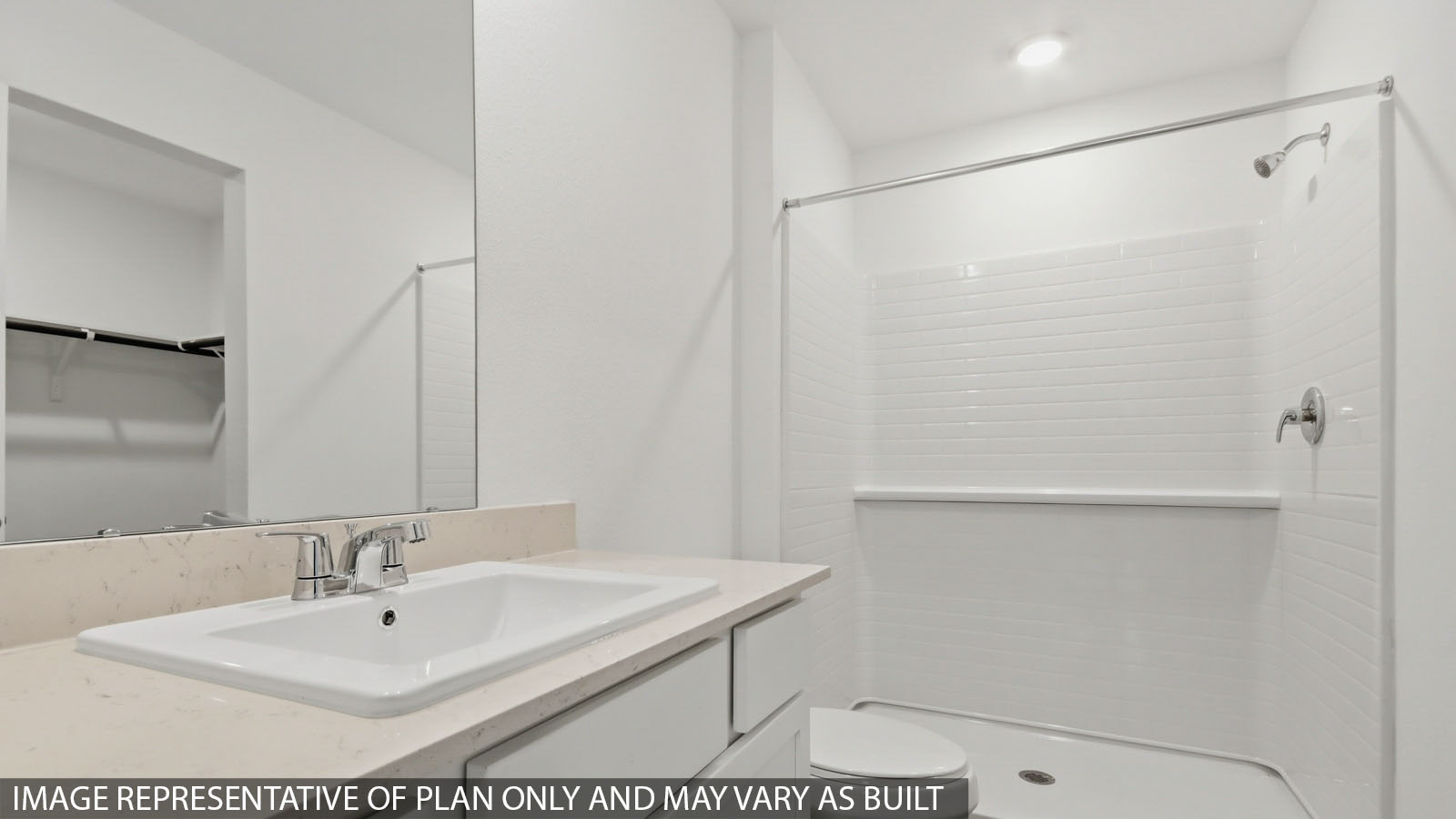 Primary bathroom with single sink