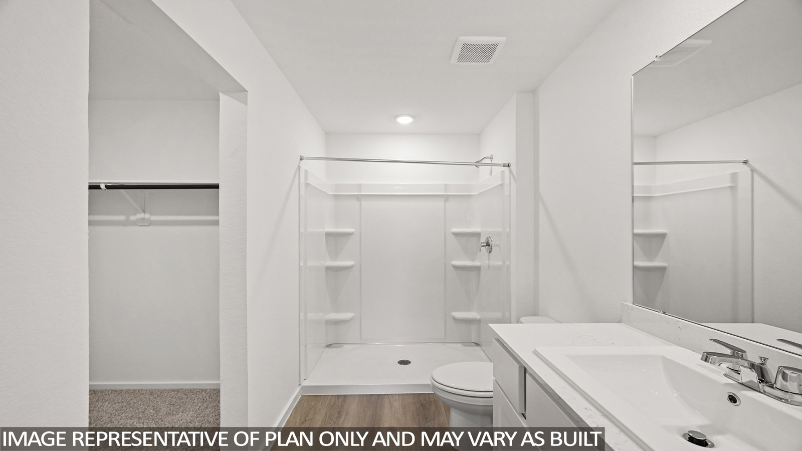 Primary bathroom with single sink