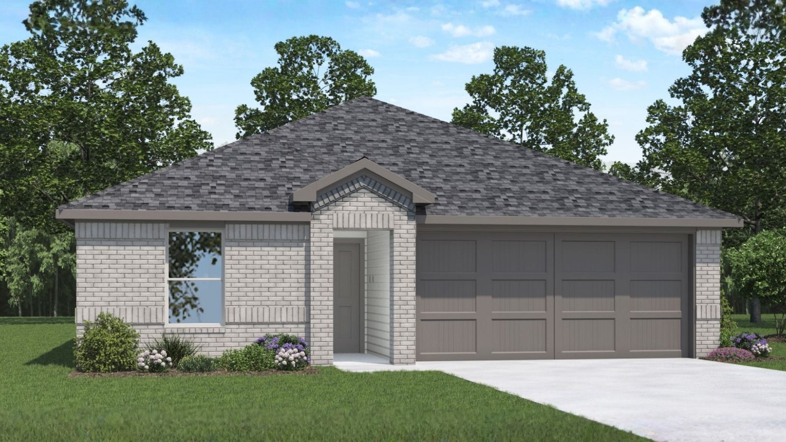 One story home with two car garage