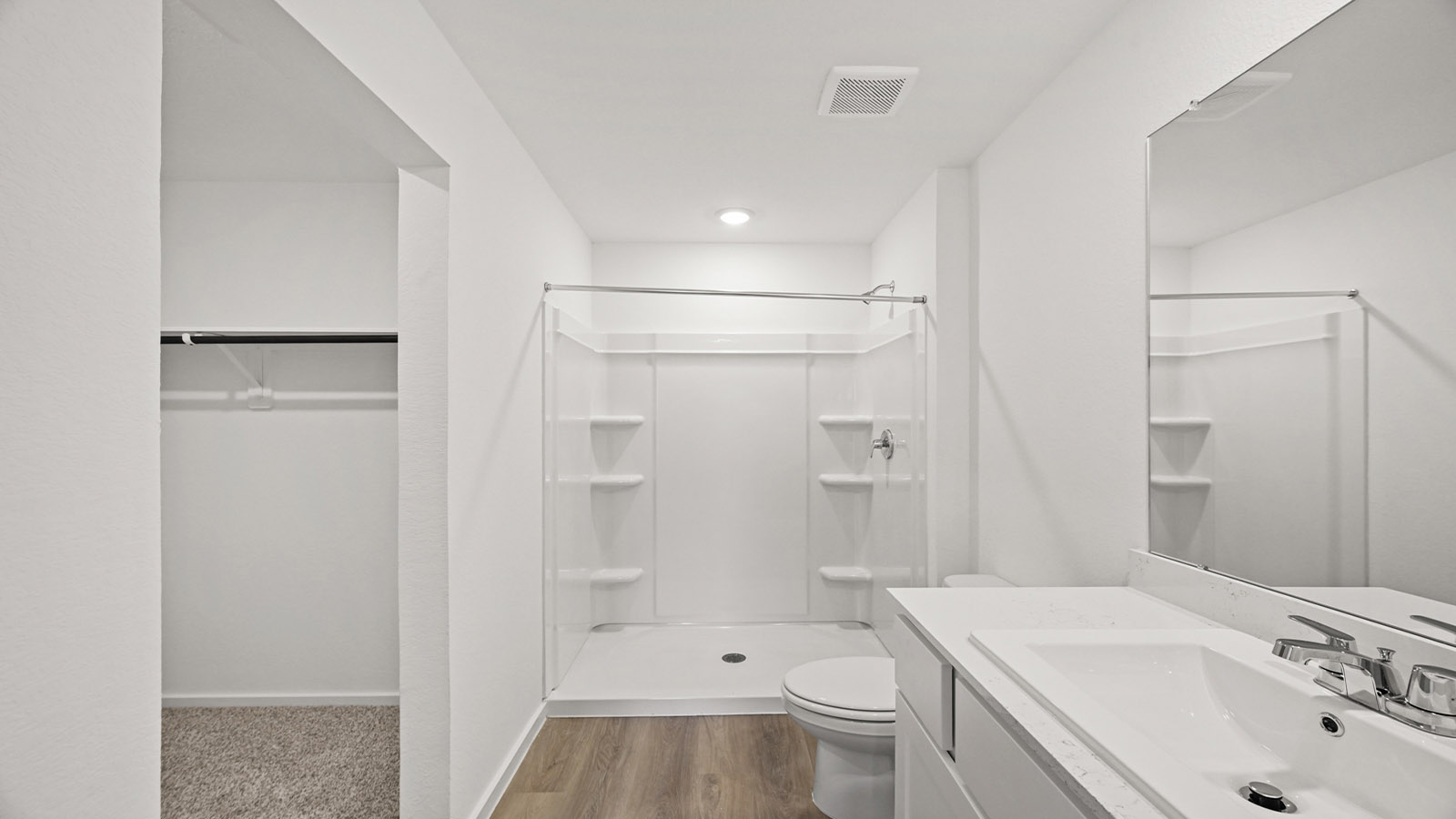 Primary bathroom with single sink