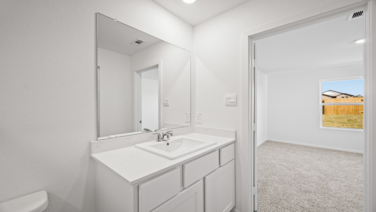 Primary bathroom with single sink