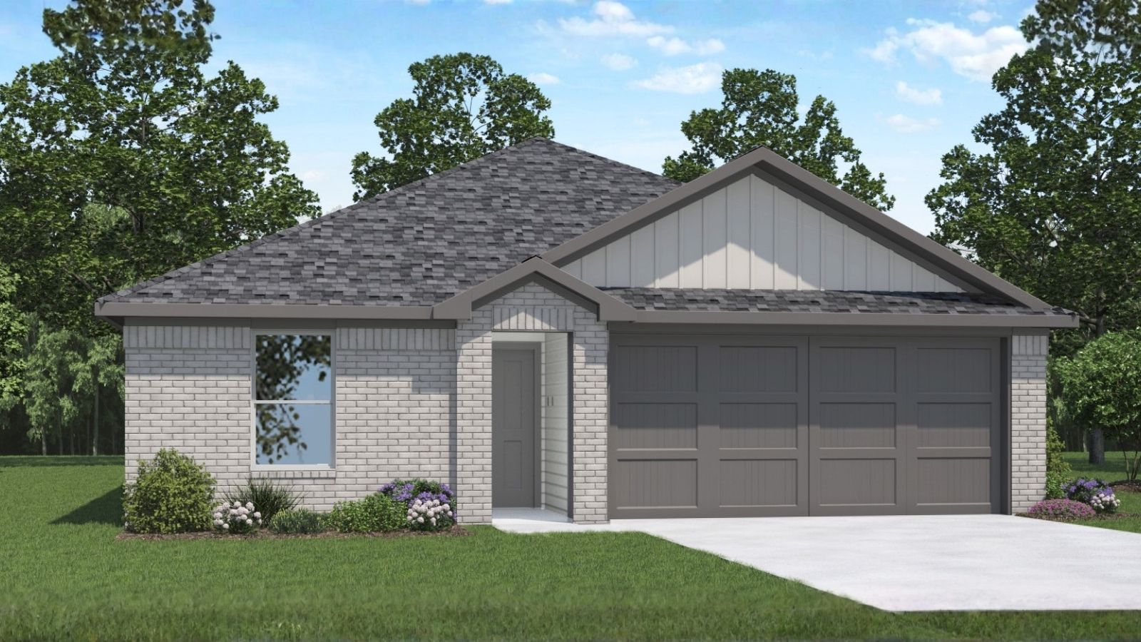 One story home with two car garage