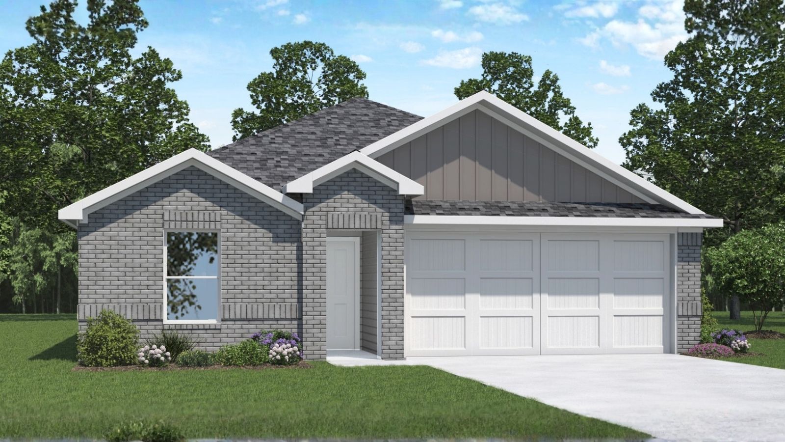 One story home with two car garage