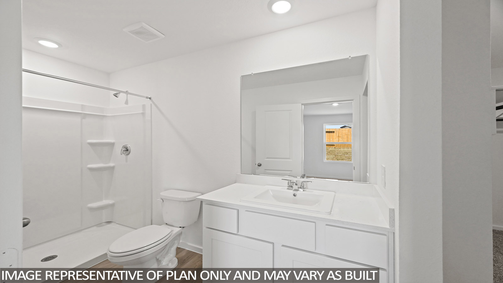 Primary bathroom with single sink