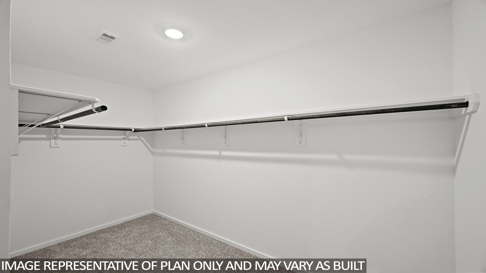 Primary walk-in closet with carpet flooring