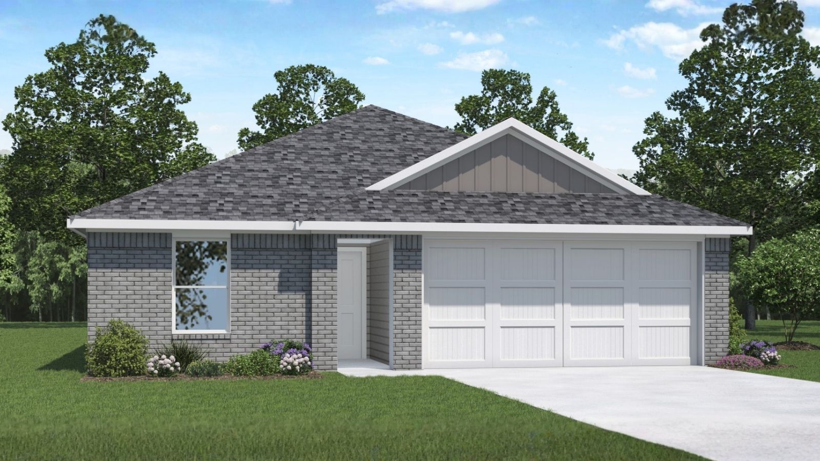 One story home with two car garage