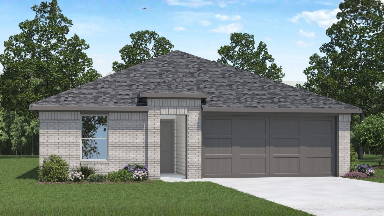 One story home with two car garage
