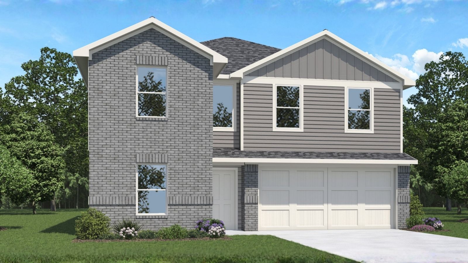 Two story home with two car garage