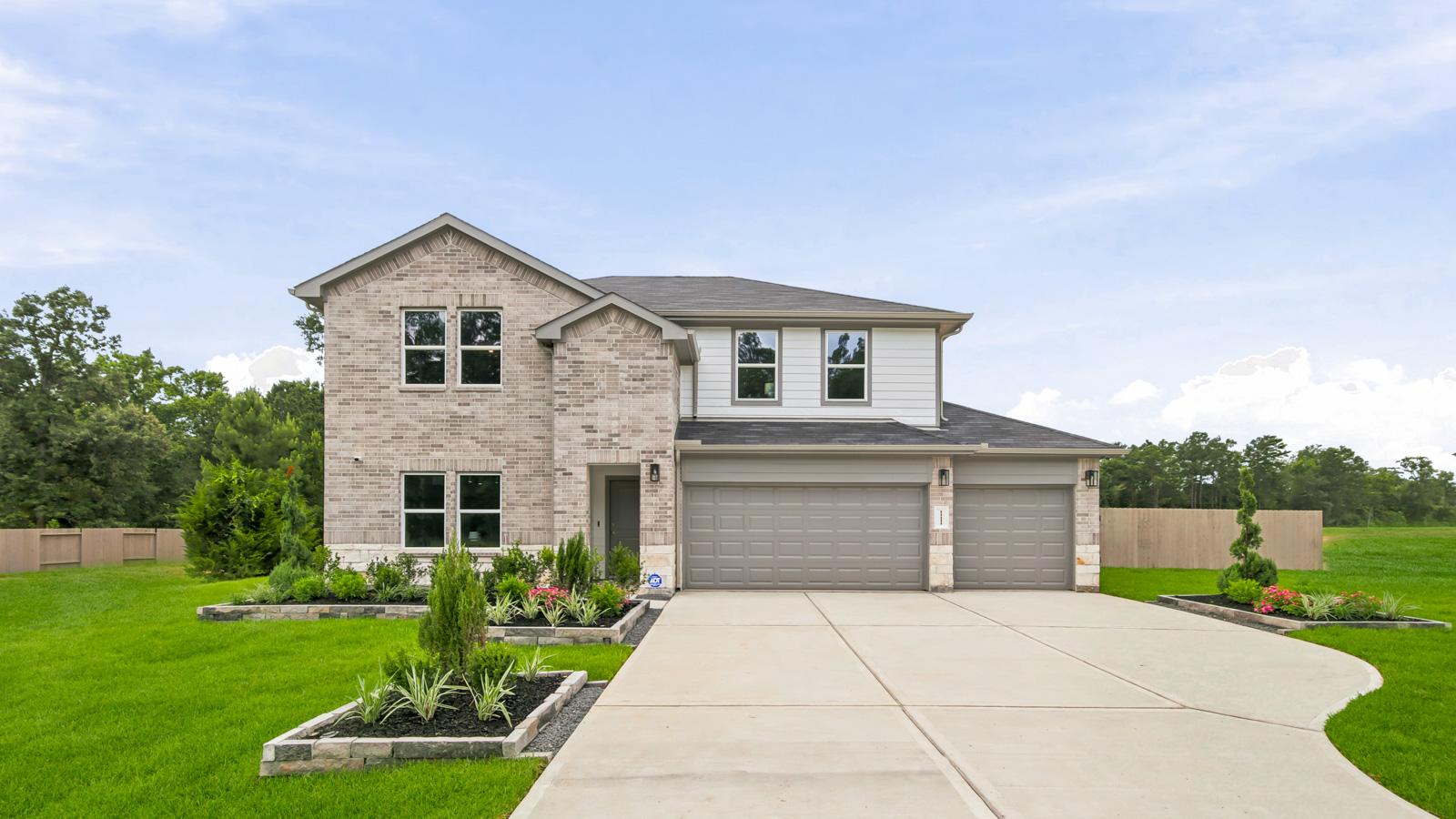 Two story home with three car garage