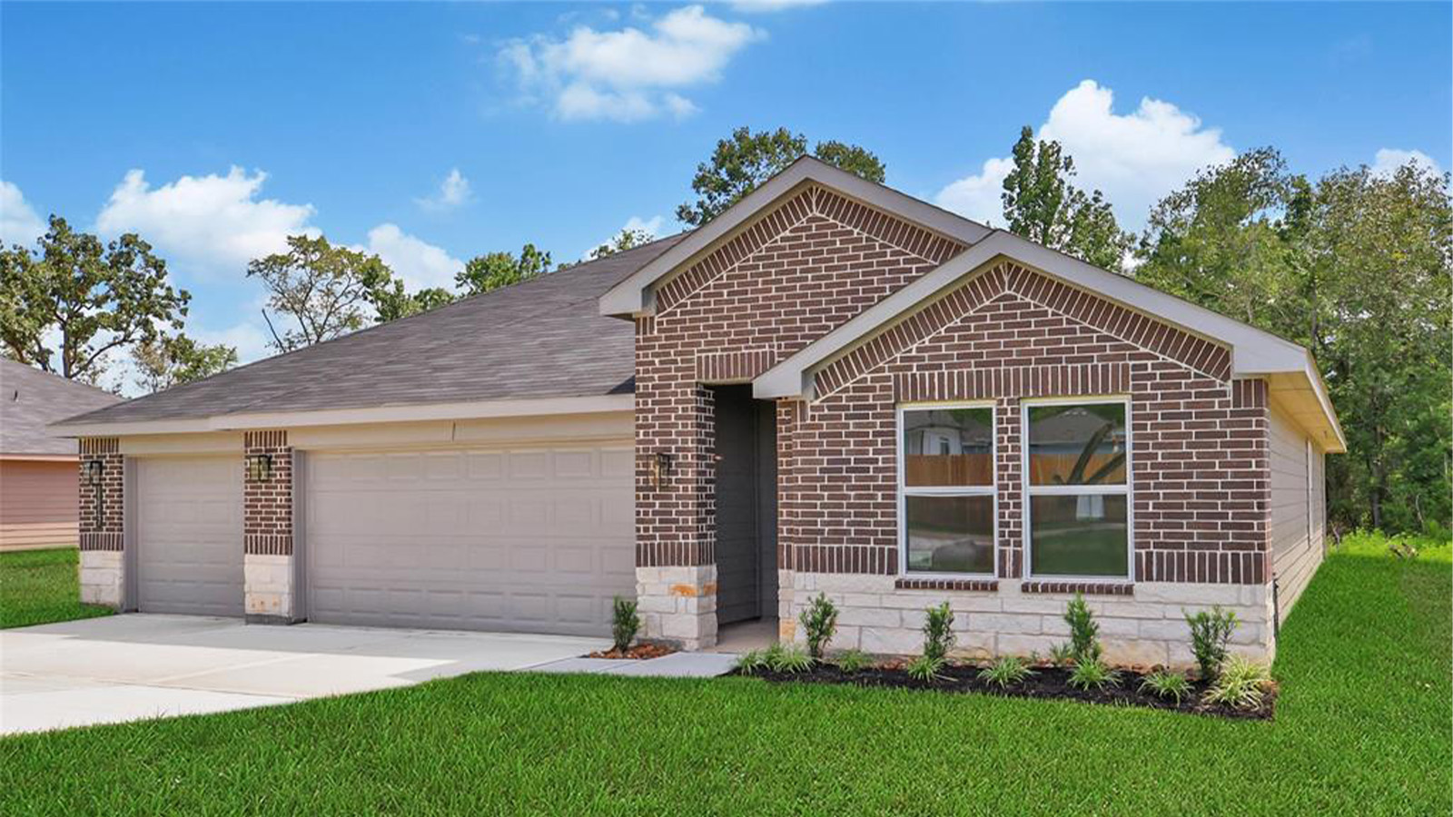 single story home with 3 car garage