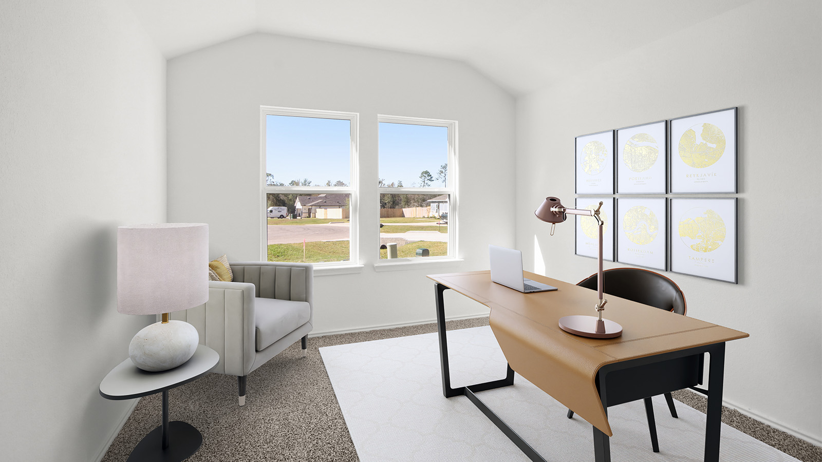 bedroom with bright windows
