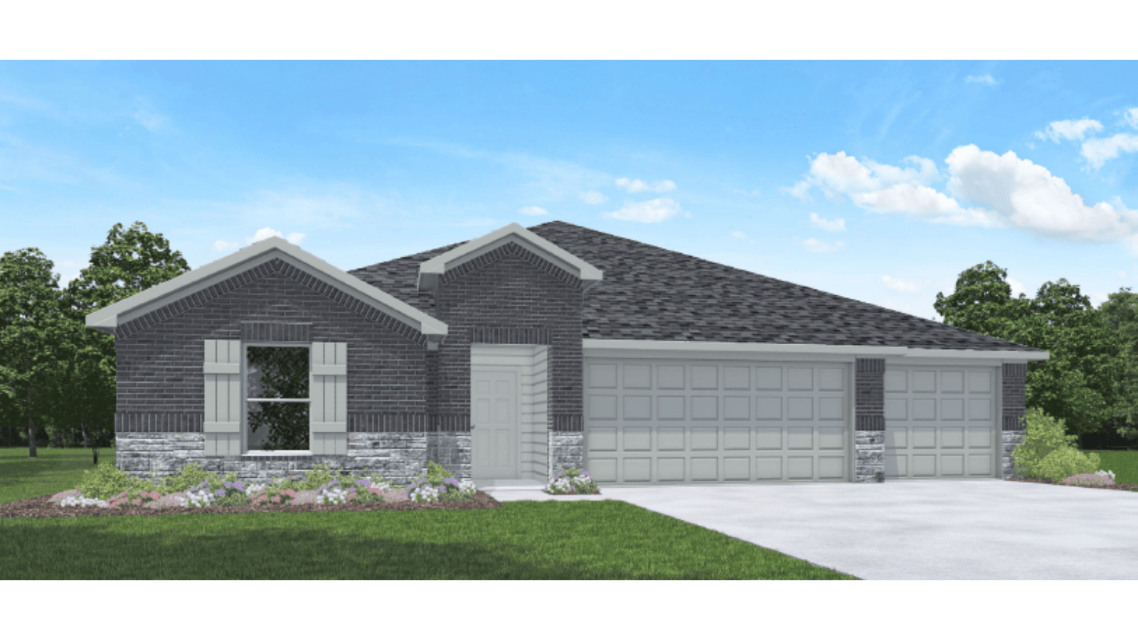 single-story home with 1-car garage rendering