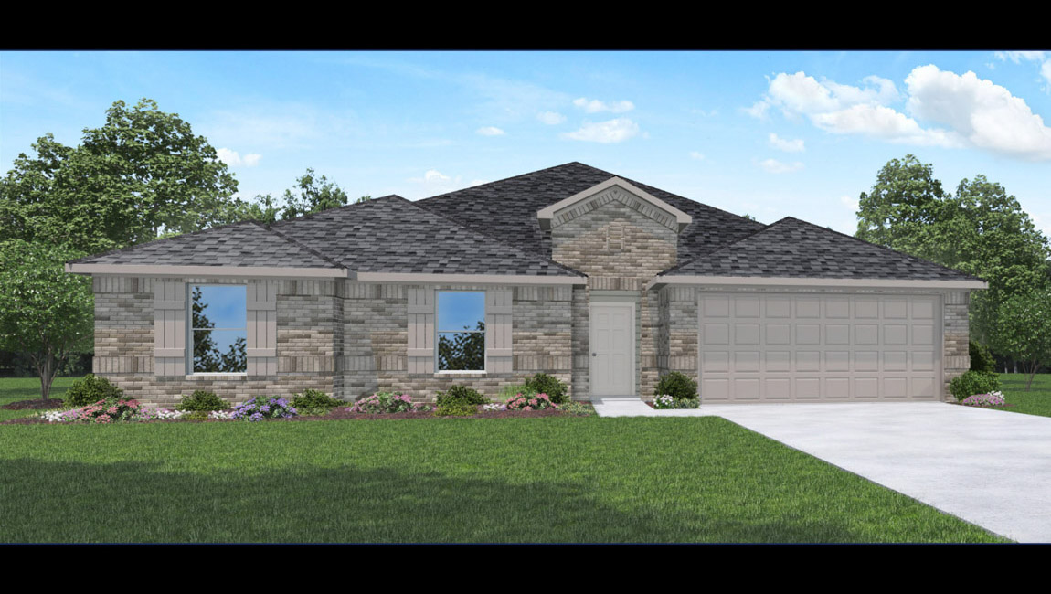 One story home with three car garage