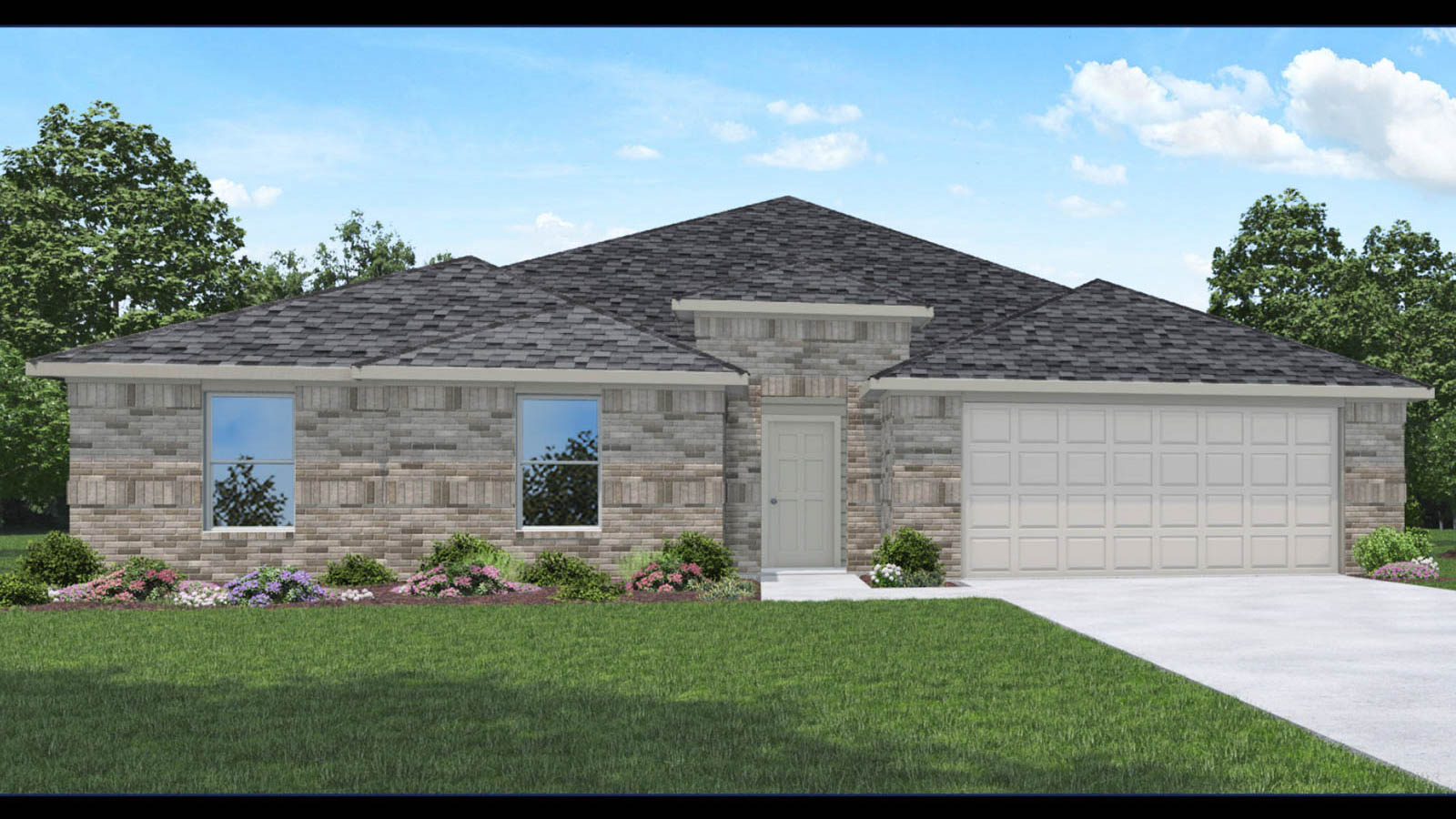 One story home with three car garage