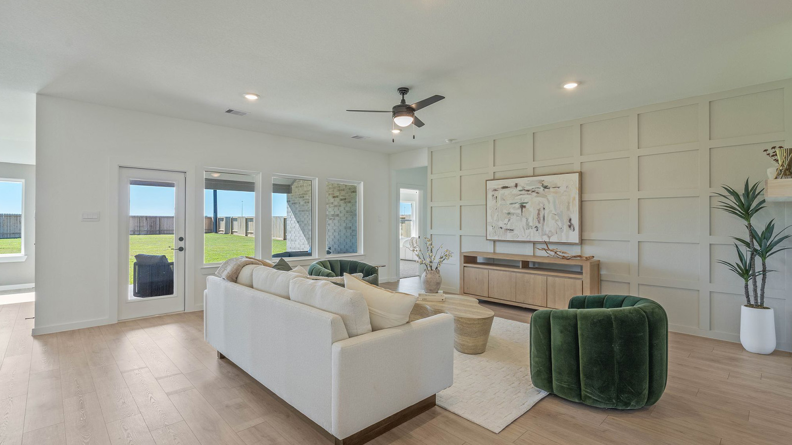 living room with vinyl flooring