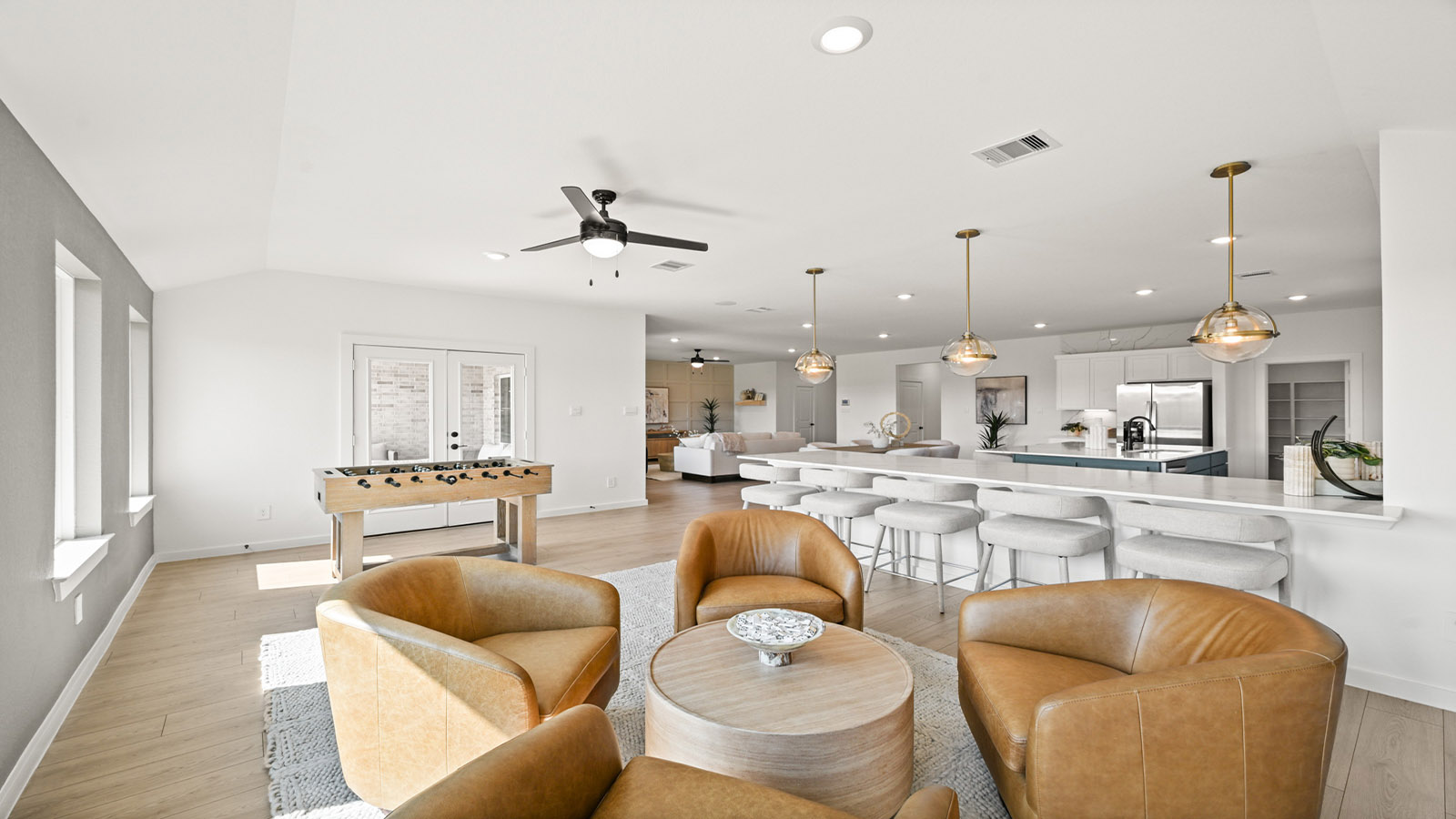 entertainment room with bright windows