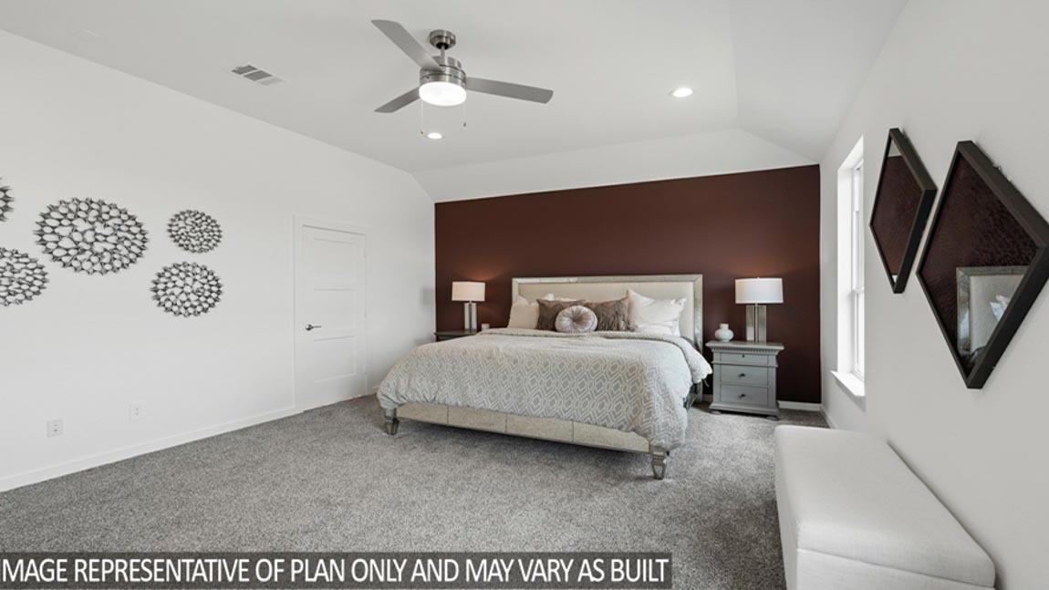 Primary bedroom with carpet flooring