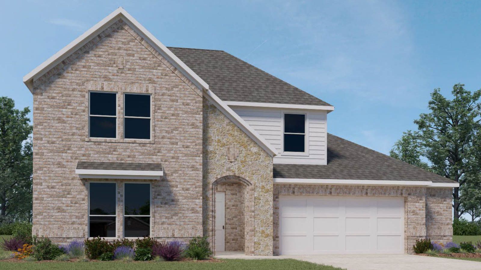 Two story home with two car garage