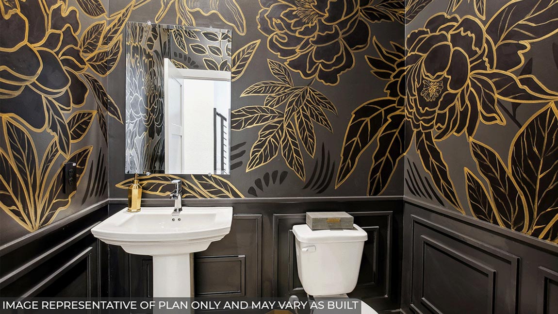 Powder bathroom with pedestal sink