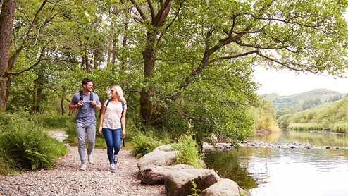 walking near lake