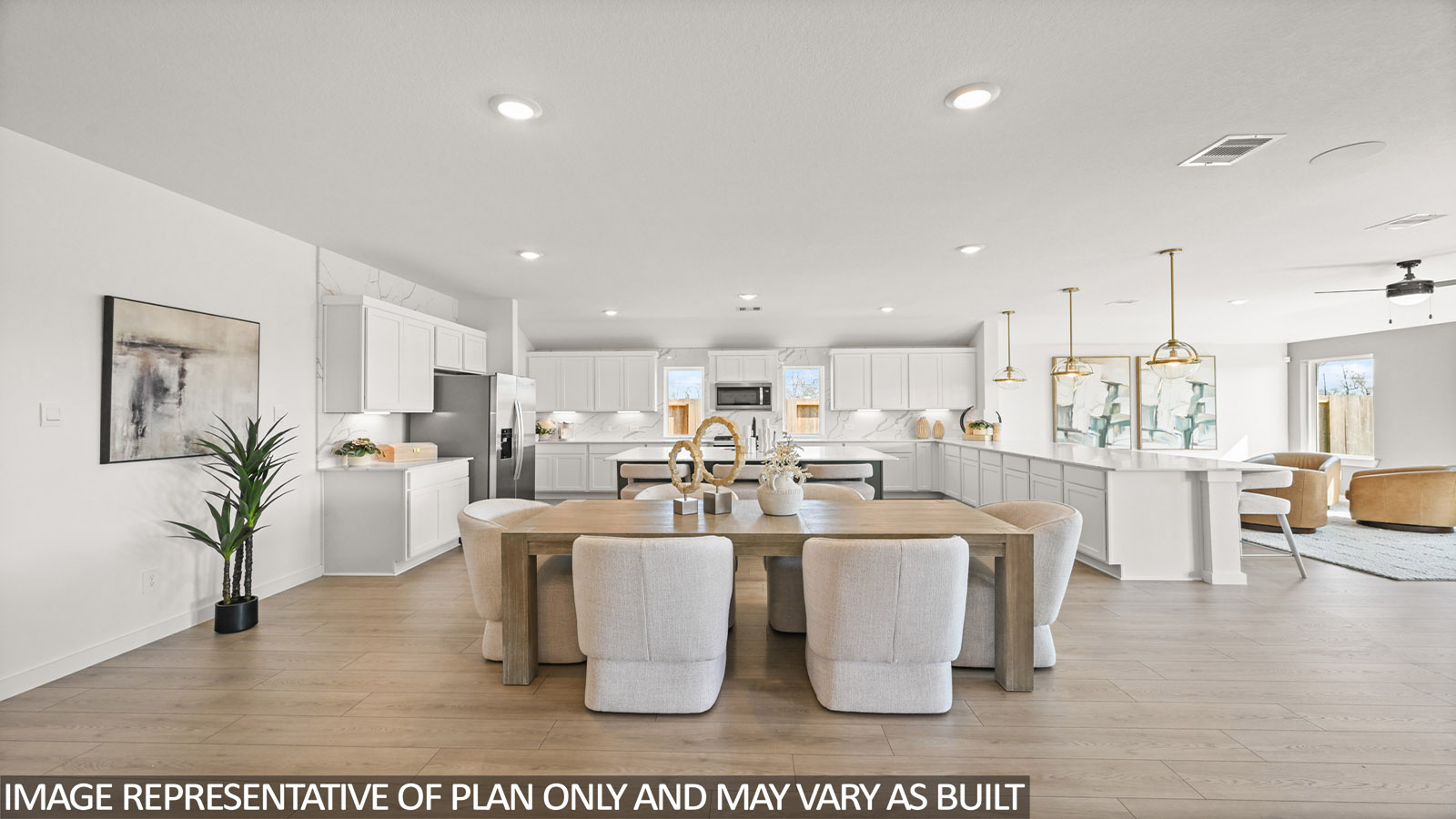 Open concept living, dining, and kitchen area
