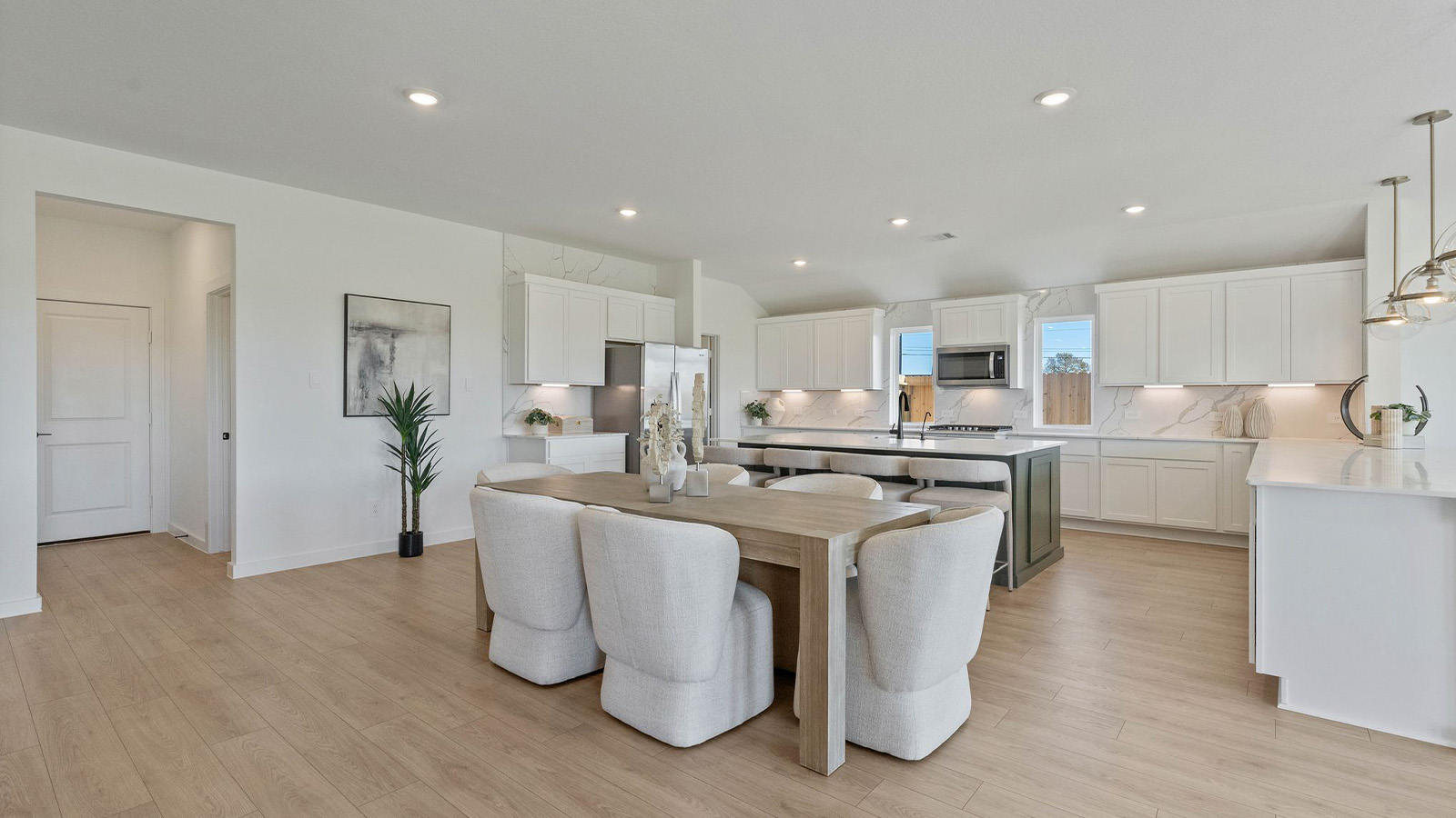 dining area with vinyl flooring
