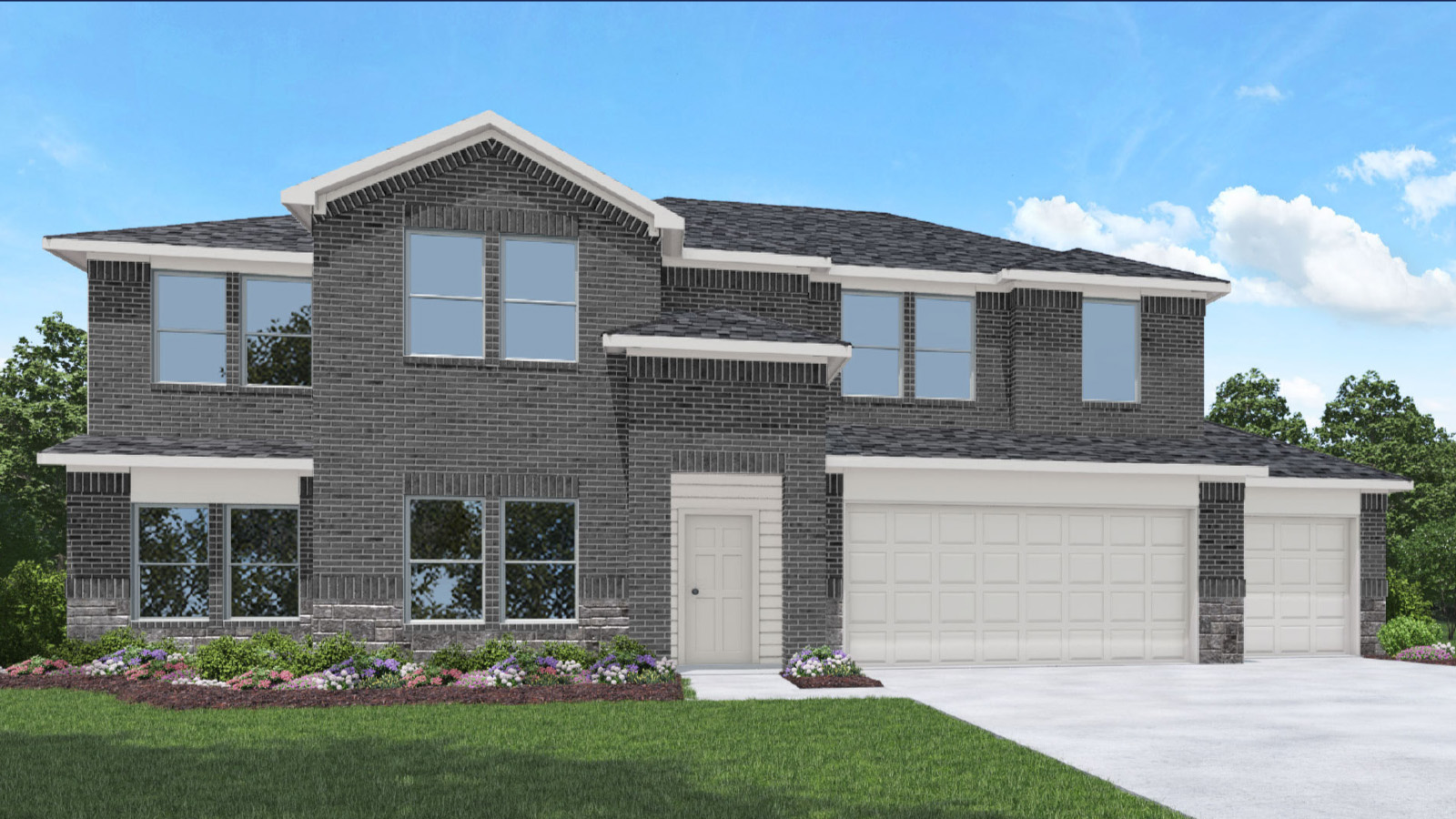 Two story home with three car garage