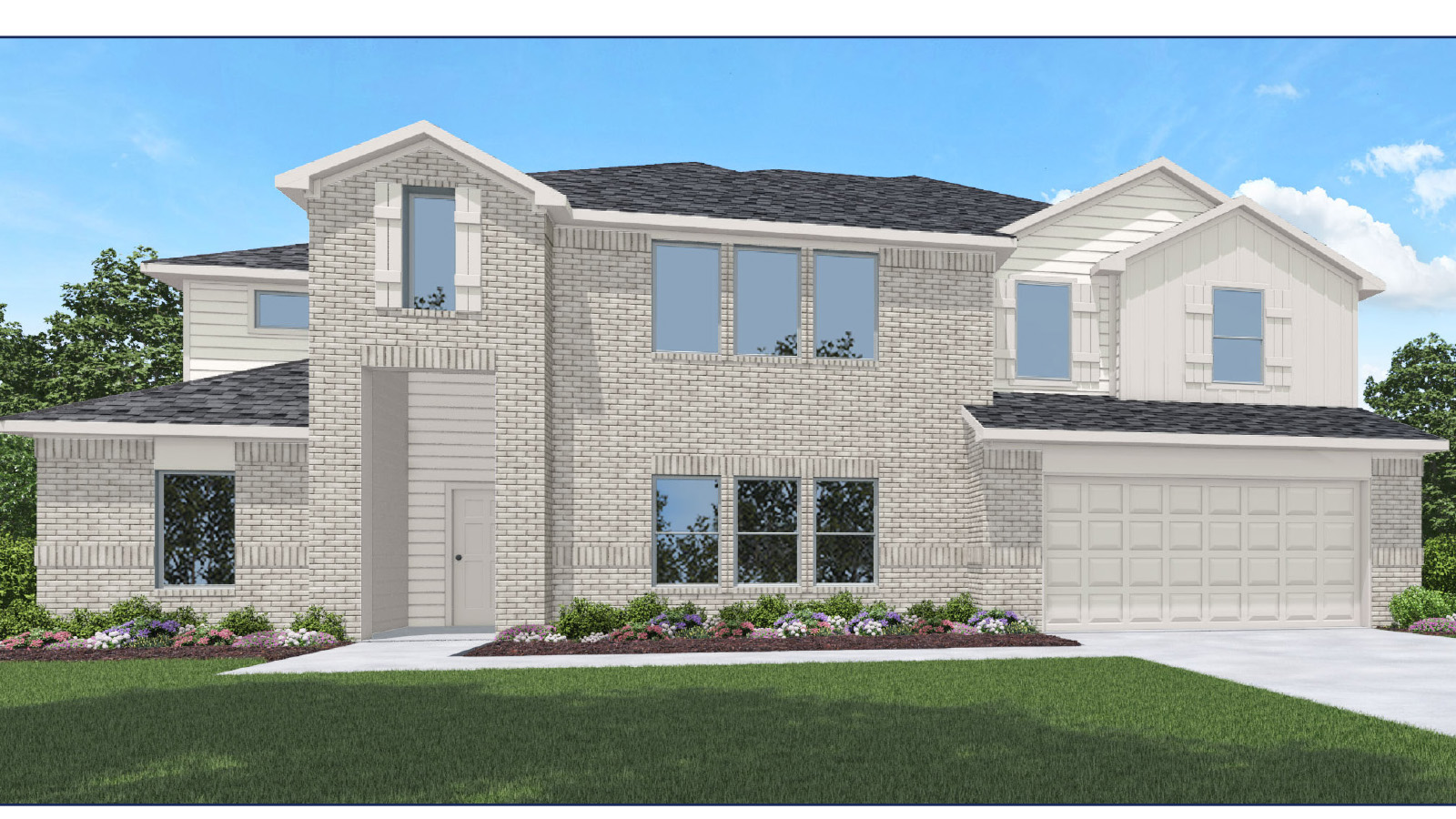 Two story home with three car garage
