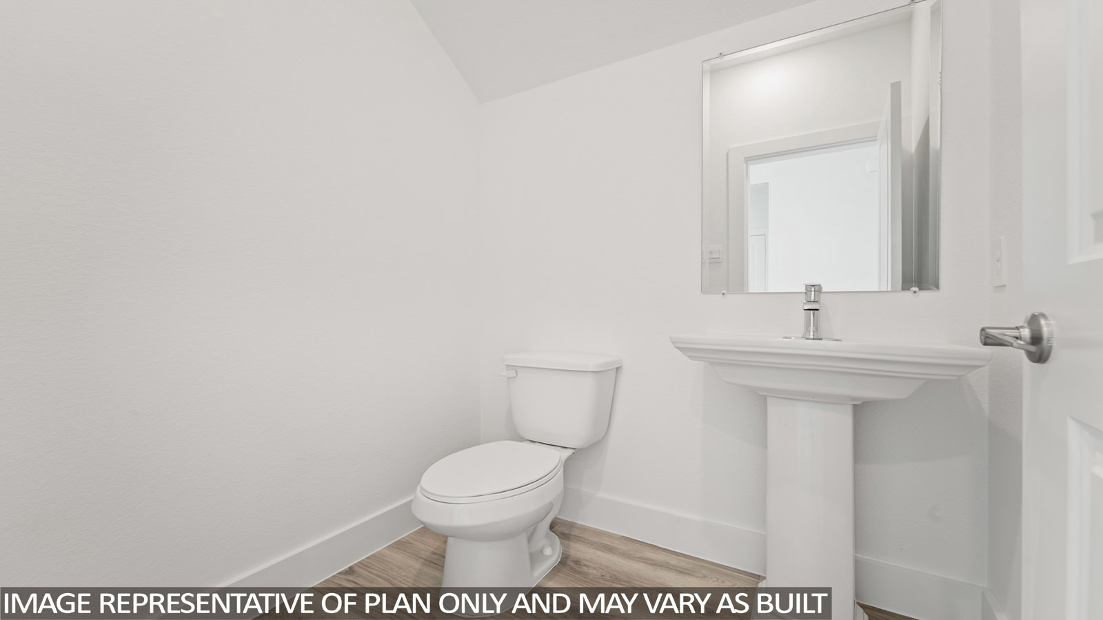 Powder bathroom with pedestal sink