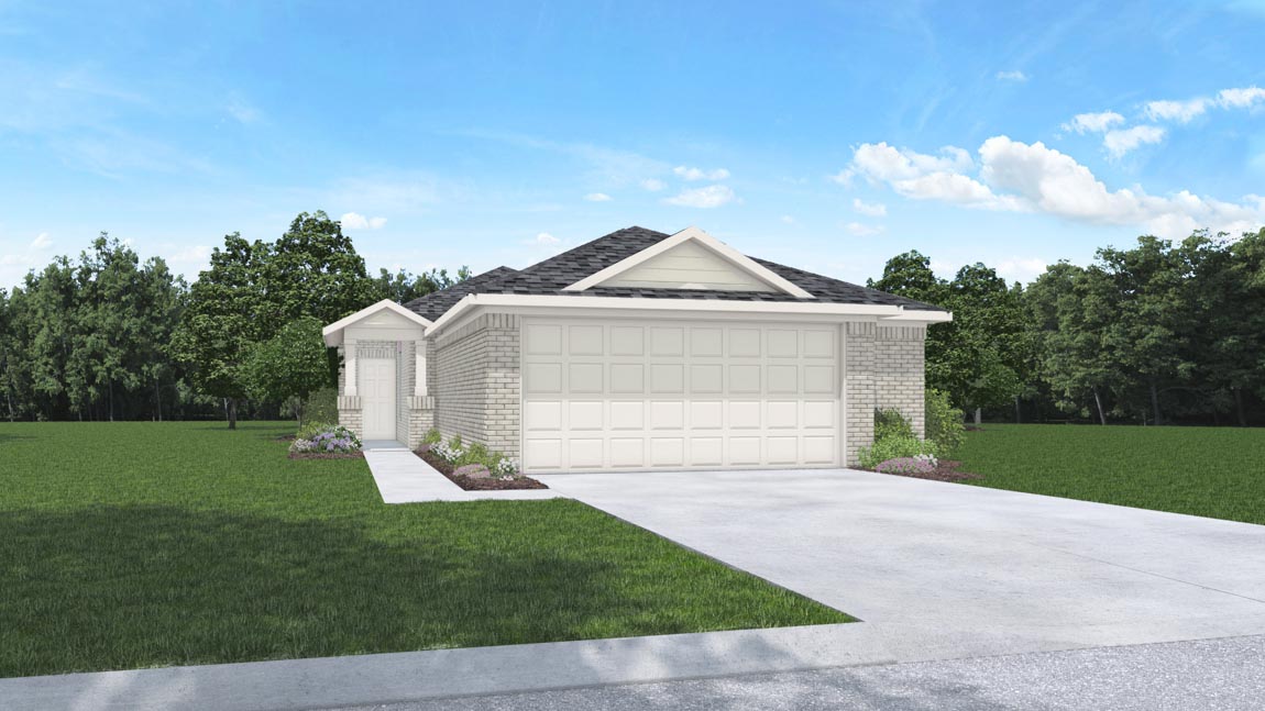 single story home with 2 car garage rendering