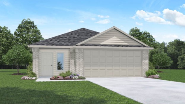 single story home with 2 car garage rendering