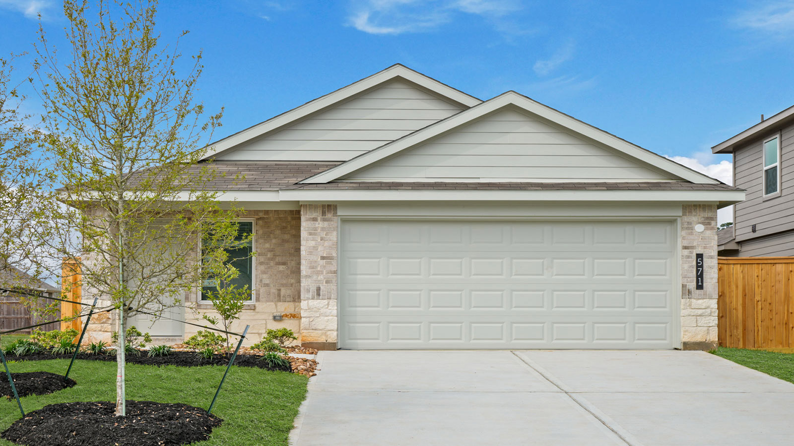 One story home with two car garage
