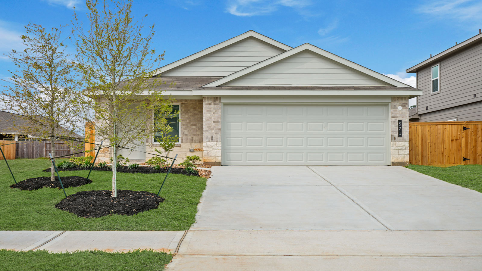 One story home with two car garage