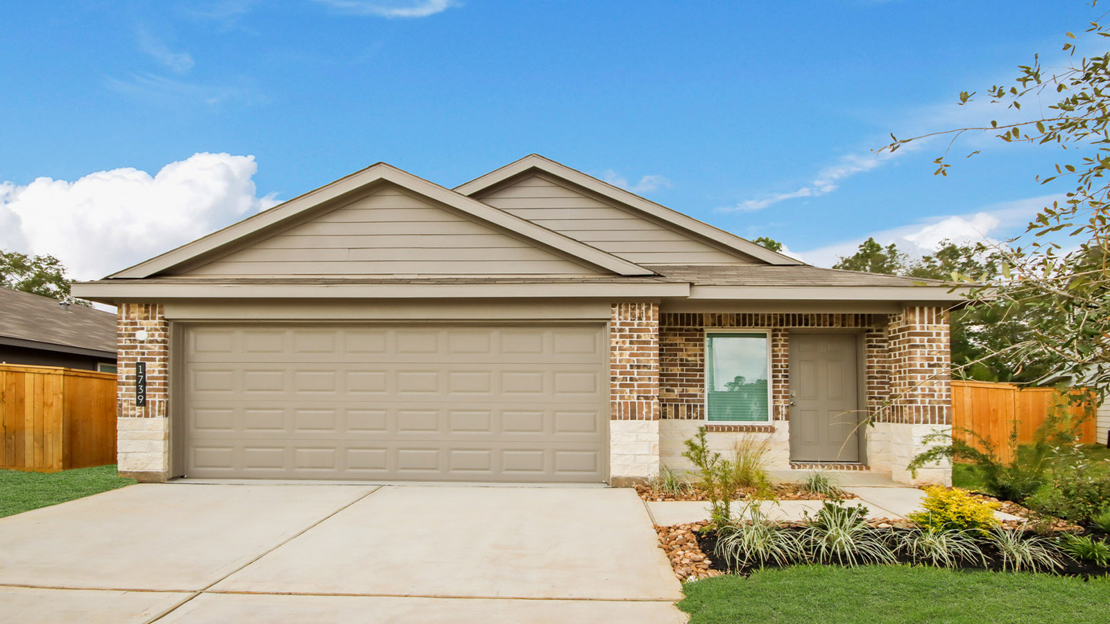 One story home with two car garage