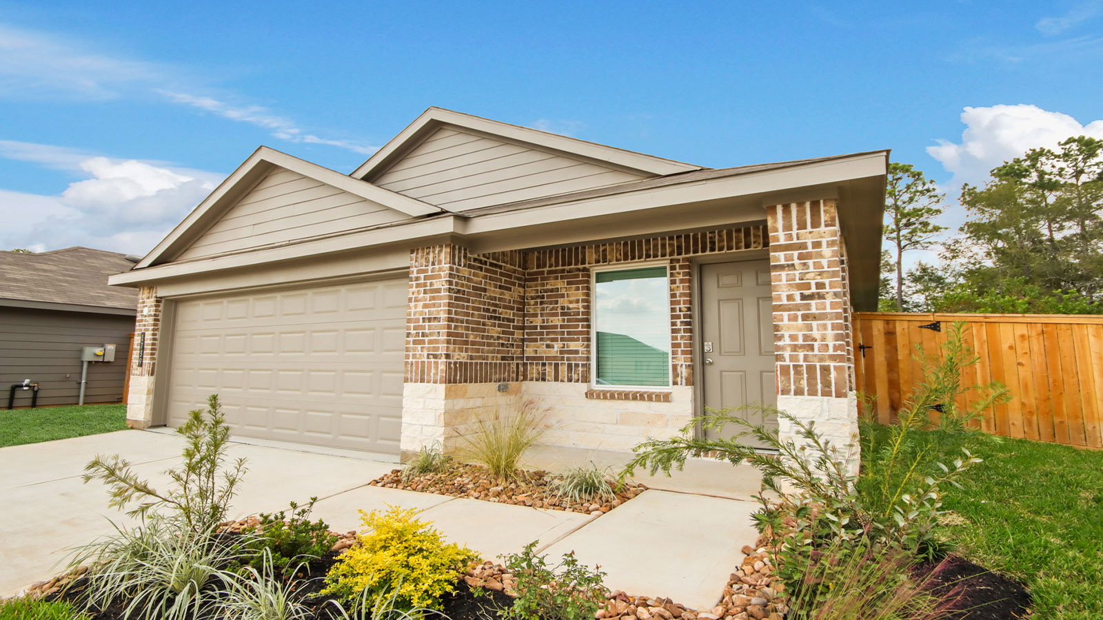 One story home with two car garage