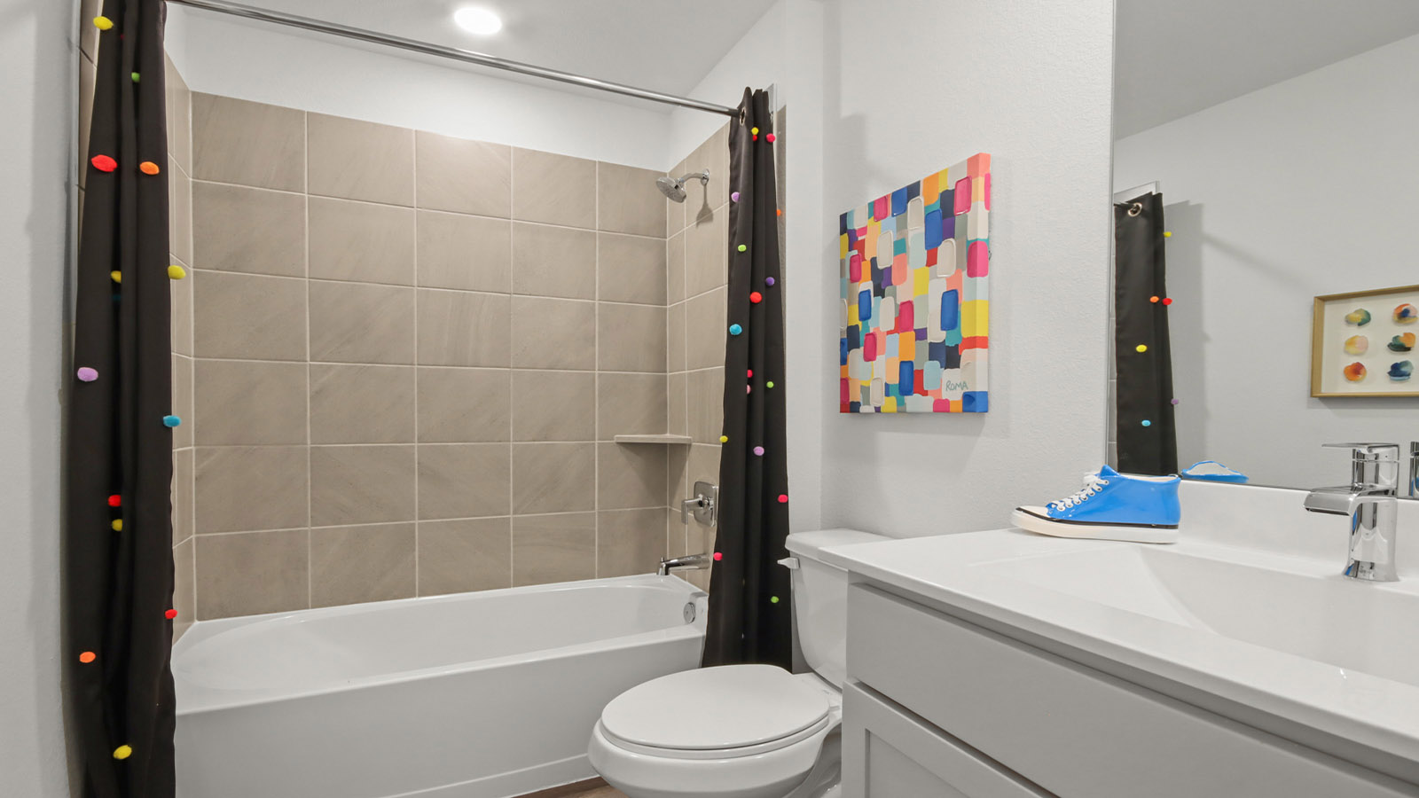 Secondary bathroom with single sink