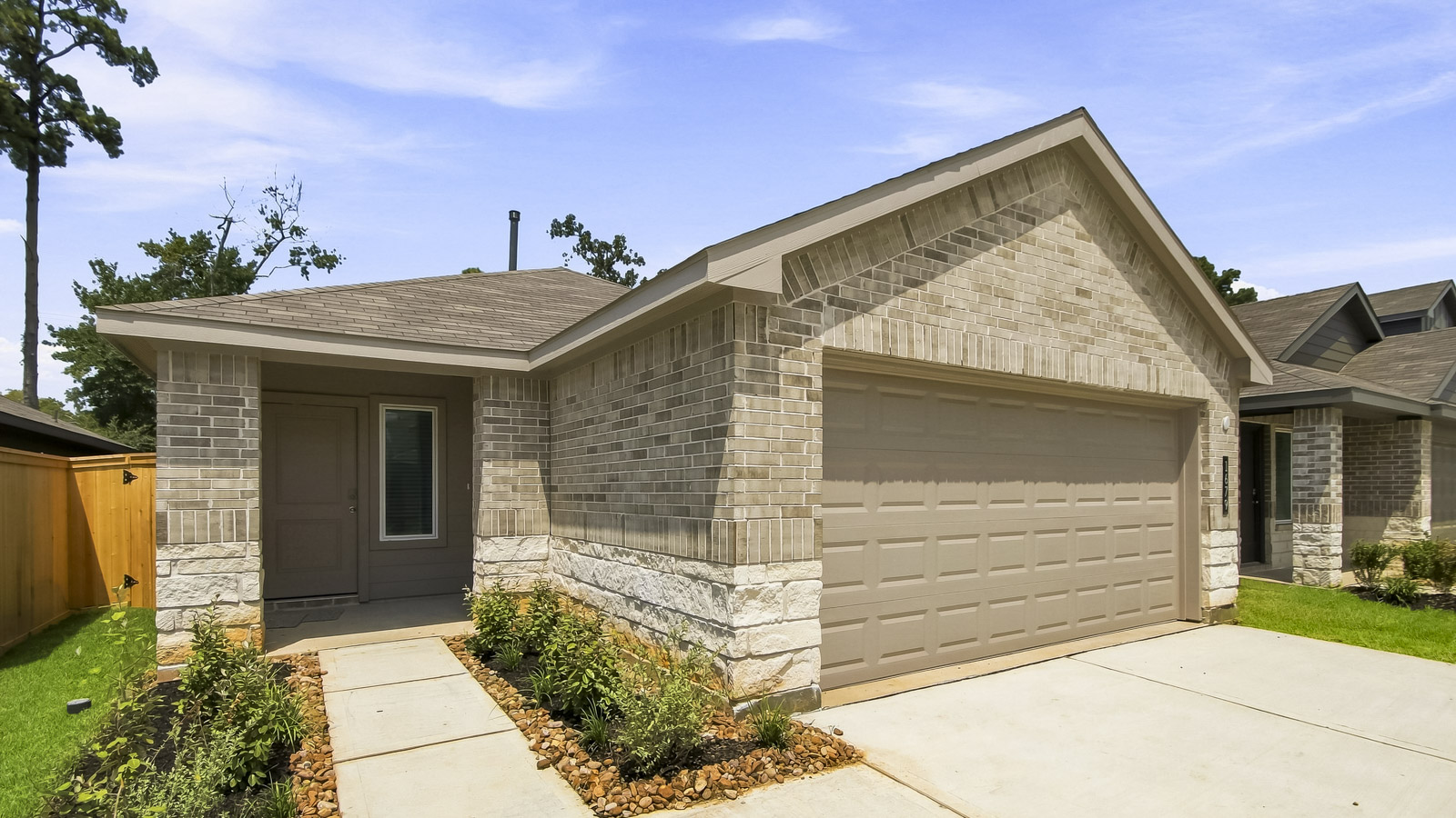One story home with two car garage