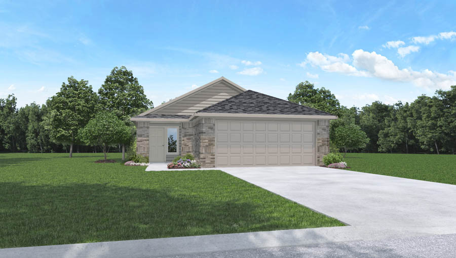 single story home with 2 car garage rendering