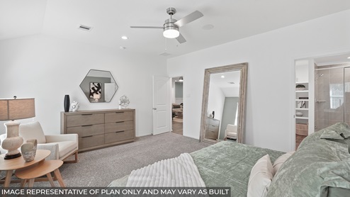 Primary bedroom with carpet flooring