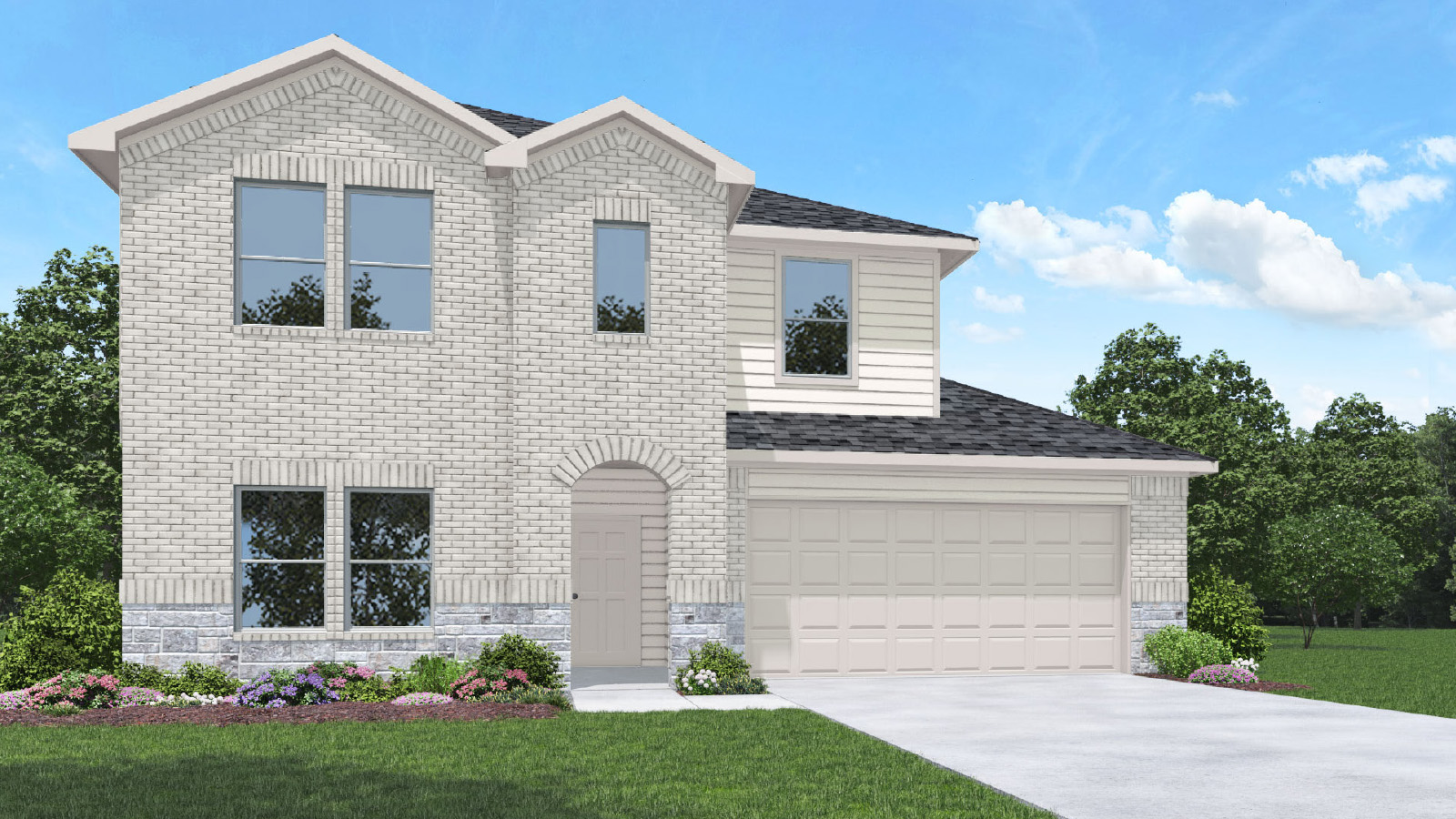 Two story home with two car garage