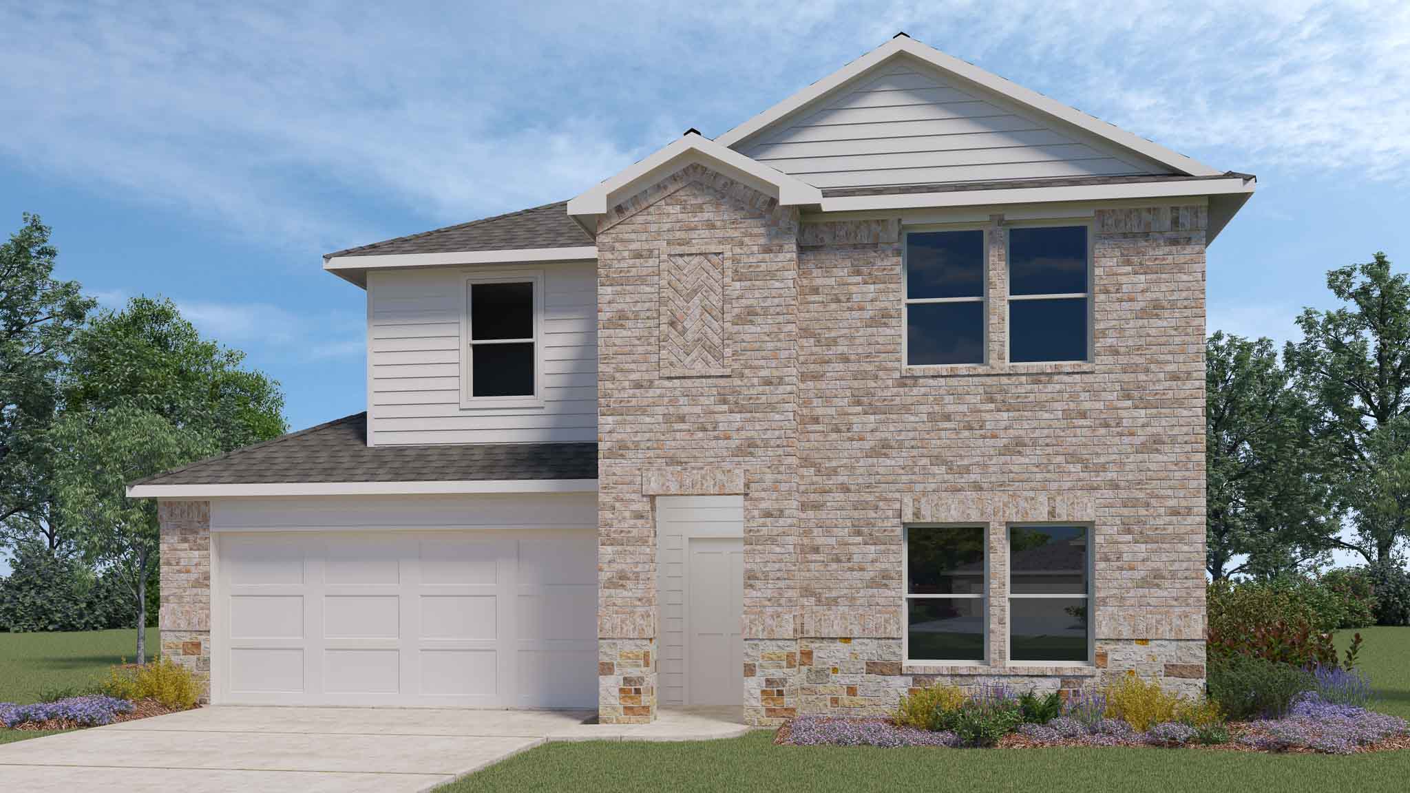 Two story home with three car garage