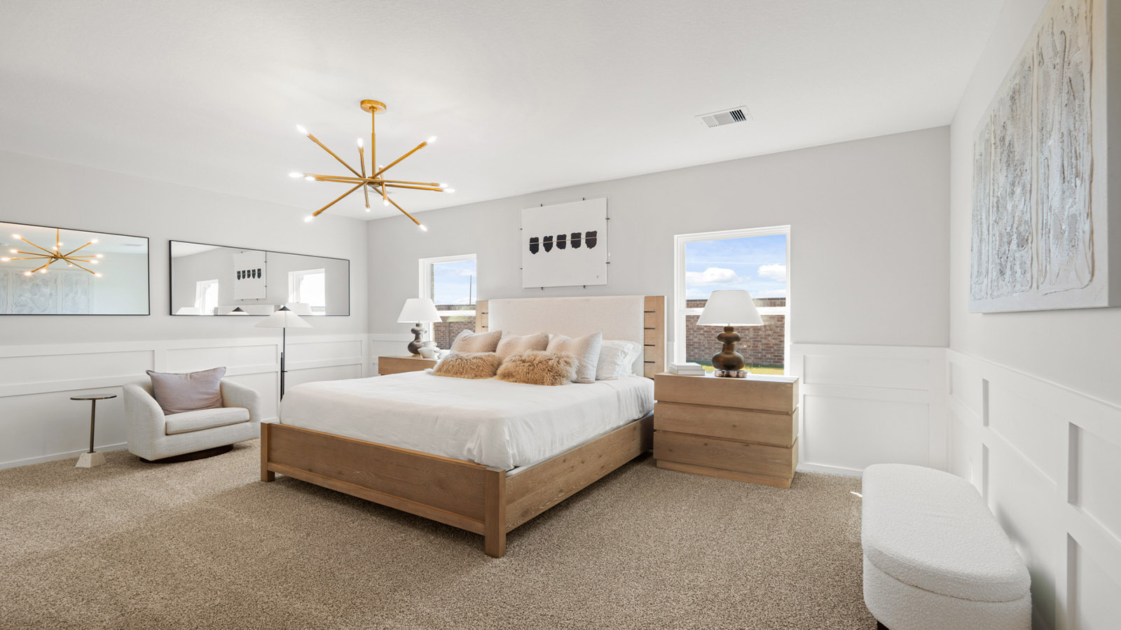 Primary bedroom with carpet flooring