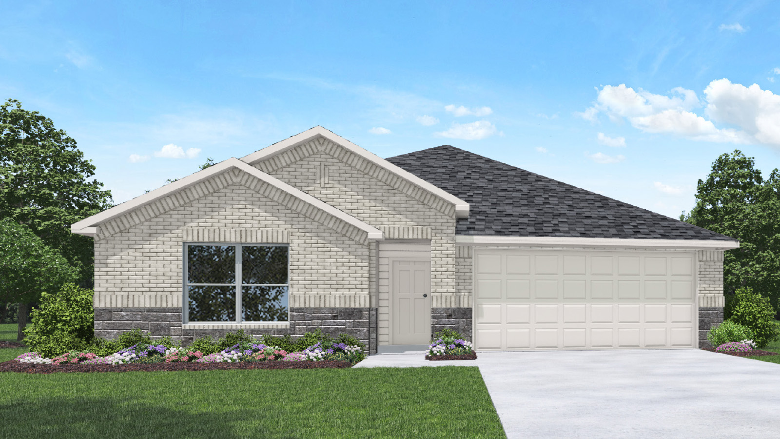 One story home with two car garage