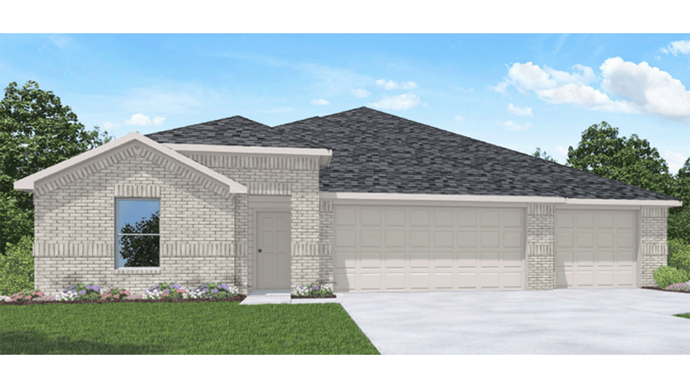 One story home with three car garage