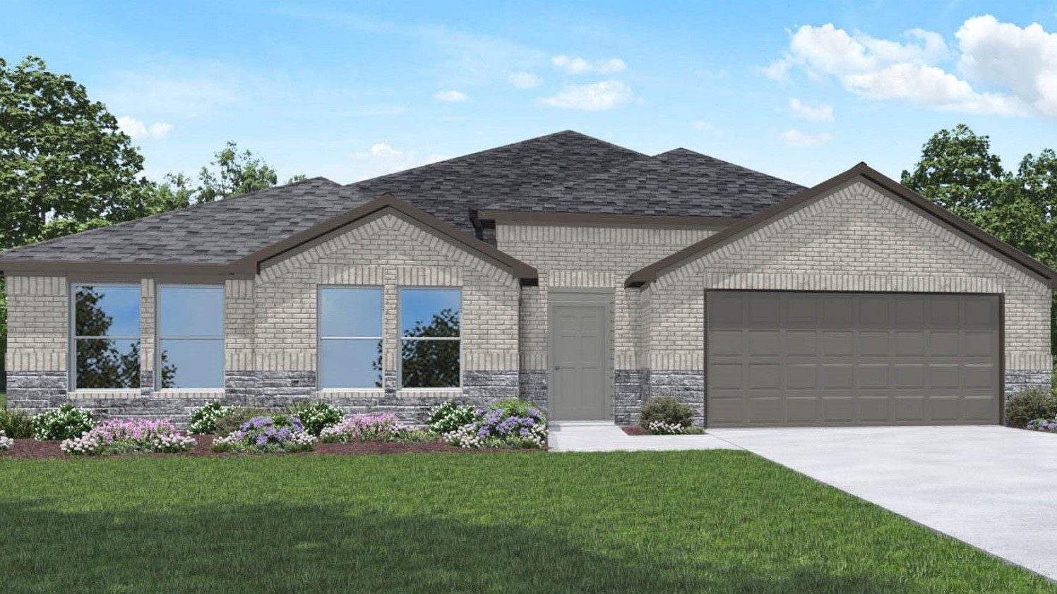 One story home with three car garage