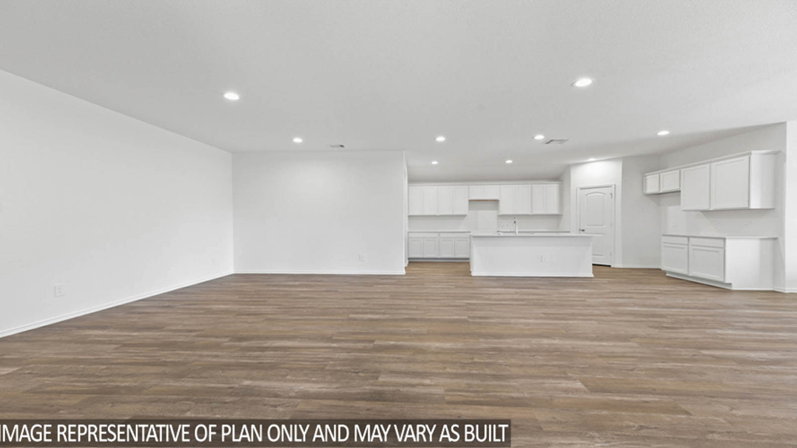 Open concept living, dining, and kitchen area