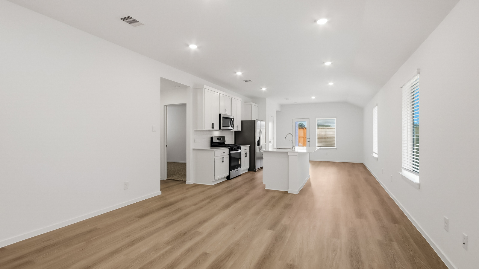 living room with vinyl flooring