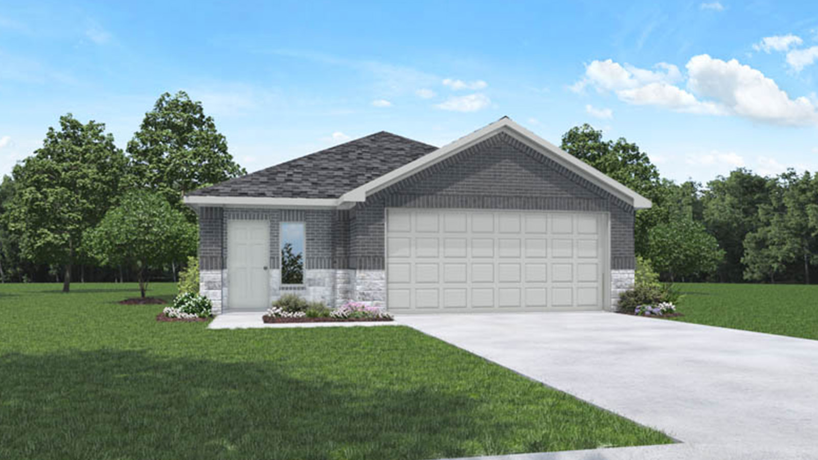 One story home with two car garage